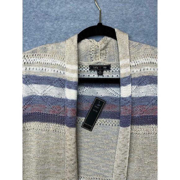 NWT Lety & Me Striped Corinne Crochet Knit Cardigan - Picture 8 of 9